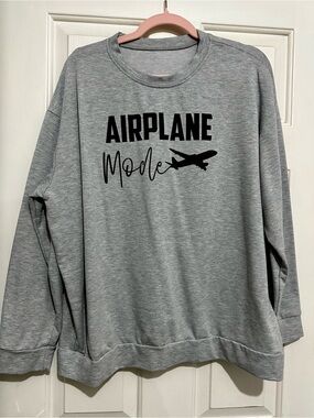 Airplane Mode Gray Graphic Sweatshirt